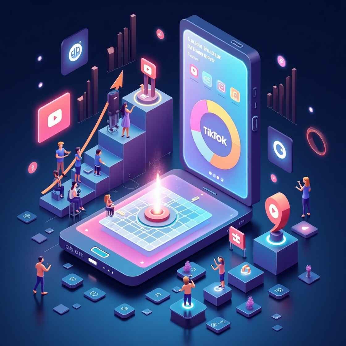 Illustration showing the short-form video economy with TikTok, YouTube Shorts, and Instagram Reels growth.